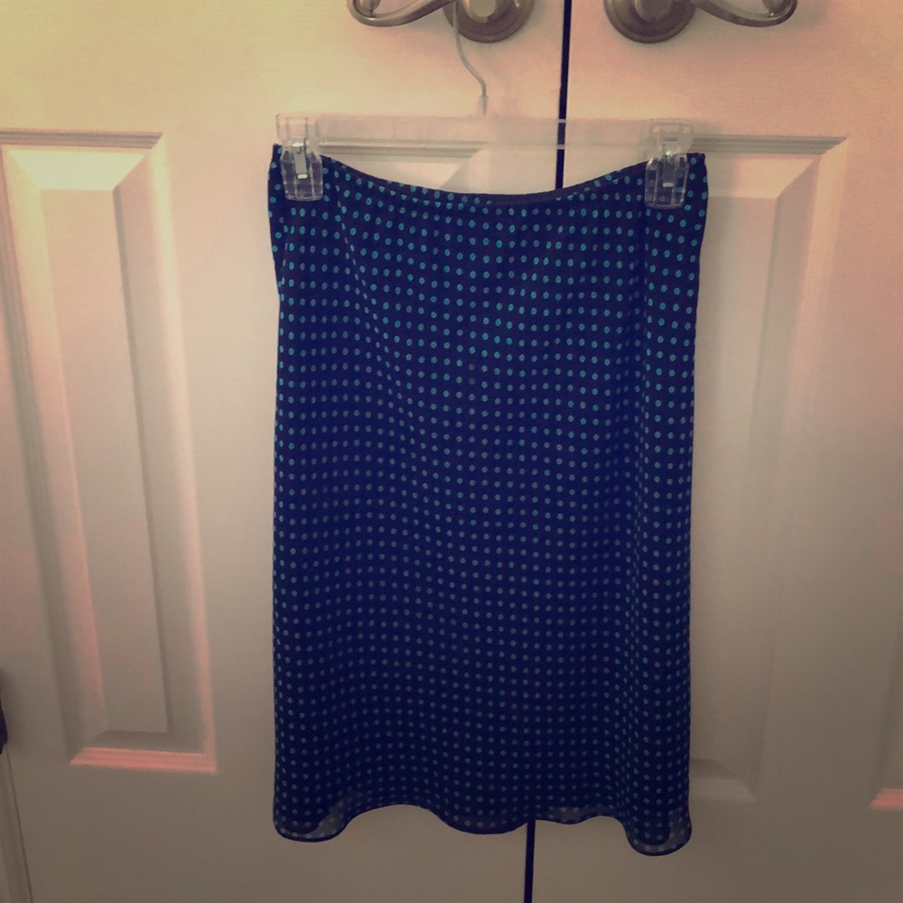 Navy and teal polka dotted skirt